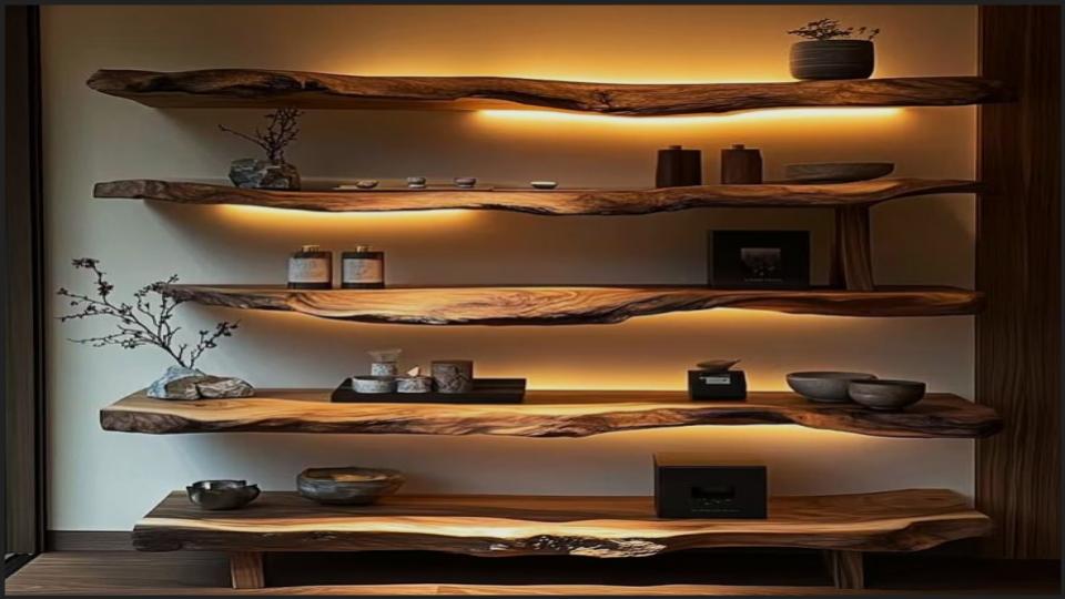 Floating Shelves with Potted Plants