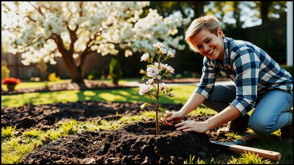 9 Fast-Growing Flowering Trees That’ll Explode with Color in Just One Season 2 Gardener happily planting a small flowering tree