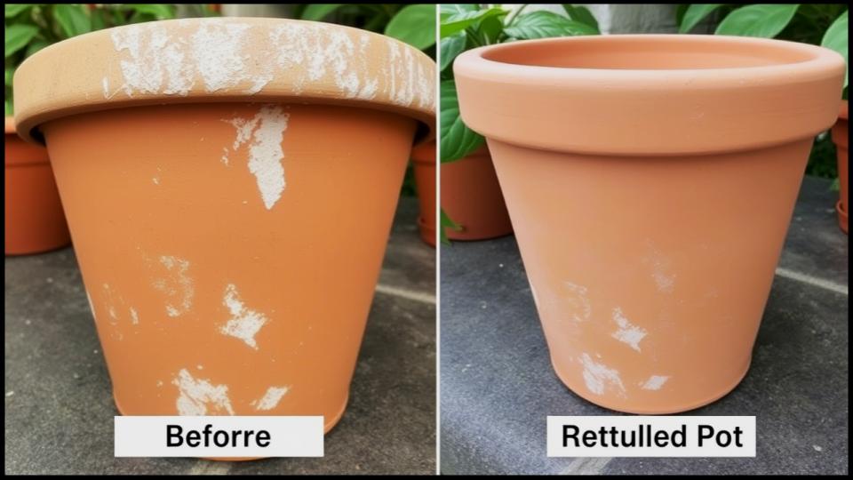 The Two-Step Cleaning Trick That Will Revive Your Old Terra-Cotta Pots 2 Restored pot.