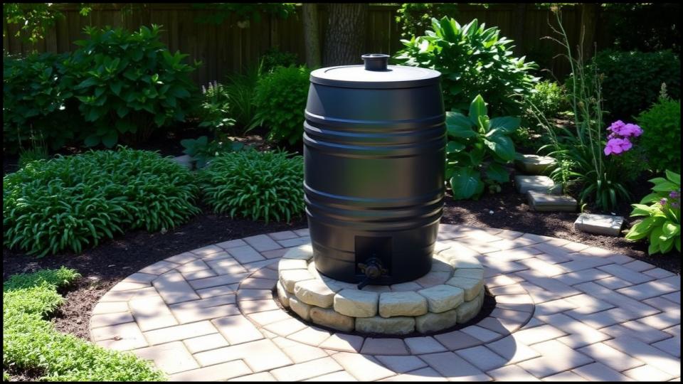13 Gorgeous Paver Projects That Cost Less Than You Think 4 Solid Landing for a Rain Barrel