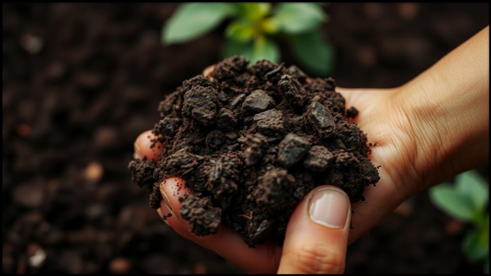 dark clump of loamy soil