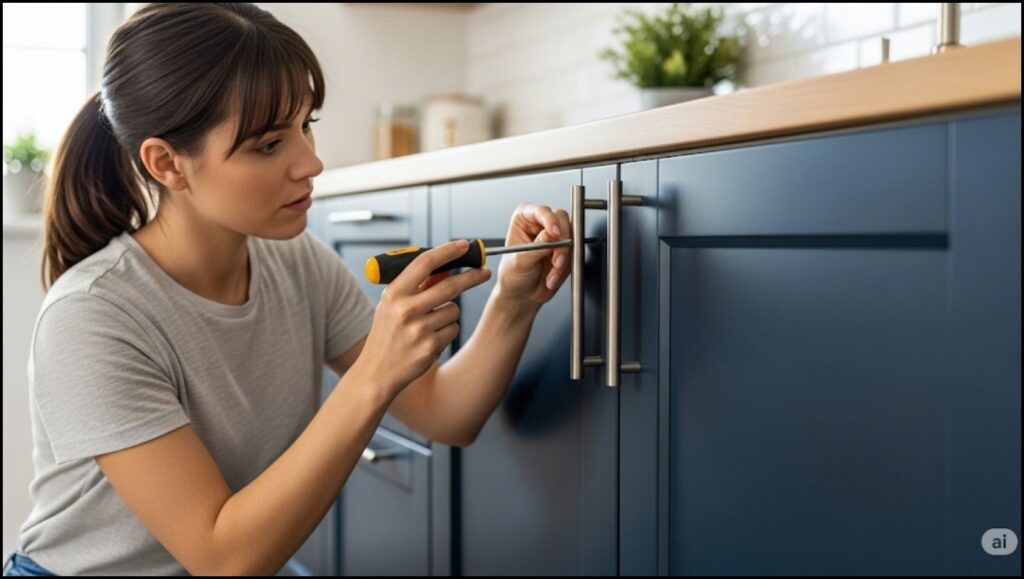 Install a new brushed-nickel handle