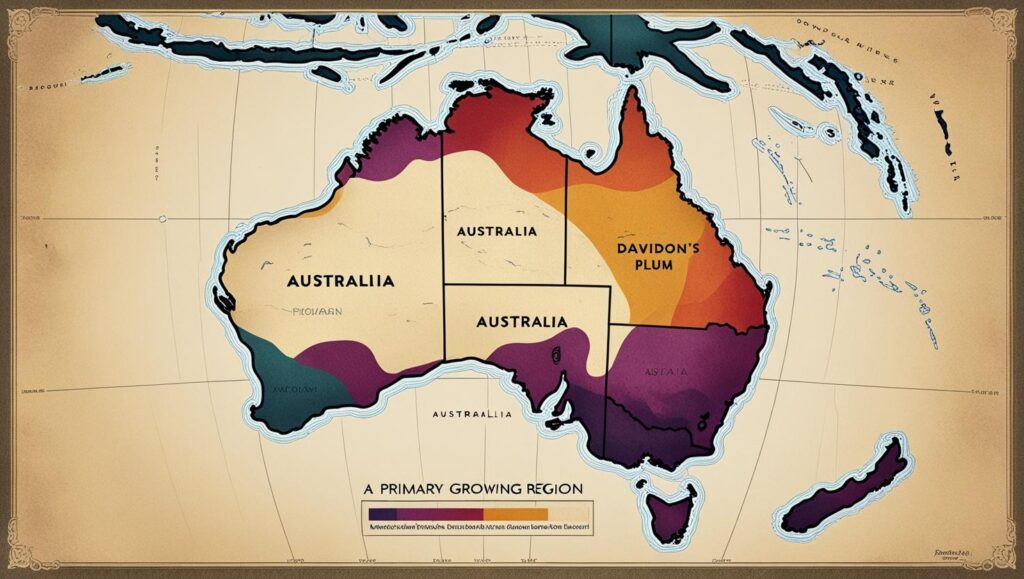 Map of Australia highlighting Davidson’s plum.