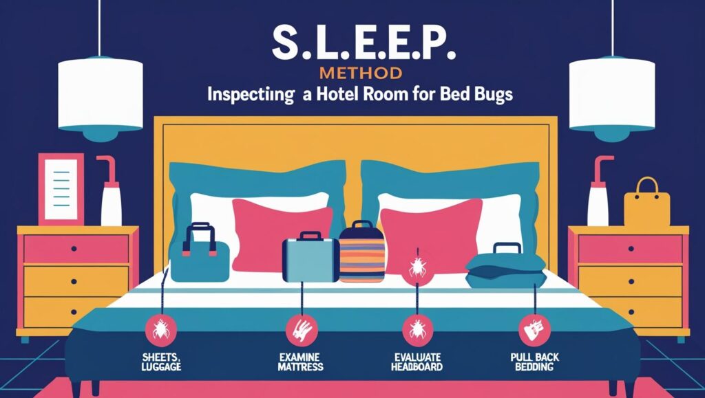 S.L.E.E.P. method for inspecting a hotel room for bed bugs