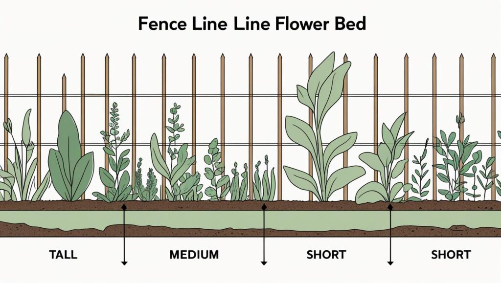 Beyond the Border: Homeowners Embrace Fence Line Flower Bed Ideas to Maximize Outdoor Space 2 The layering principle in a fence line flower bed