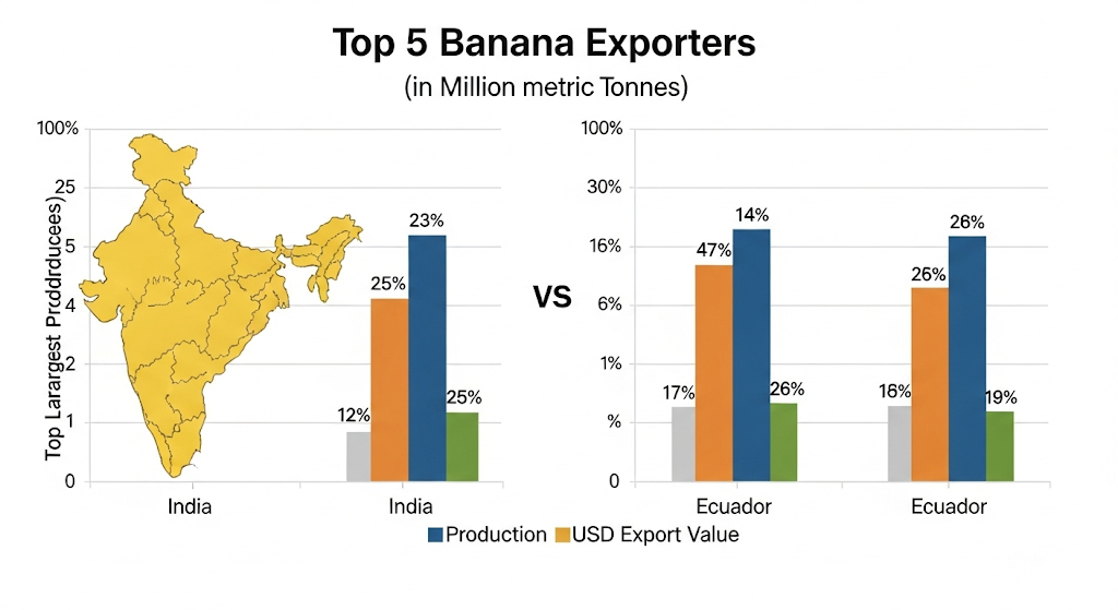 India Remains the Largest Banana Producer Globally, Dwarfing Other Nations in Output 2 Top 5 largest banana producers