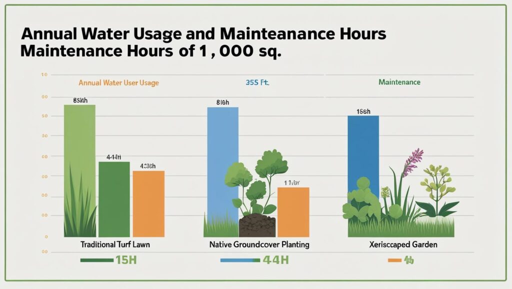 From Turf to Blooms: 9 Creative Front Yard Garden Ideas to Boost Curb Appeal and Biodiversity 3 annual water usage and maintenance hours