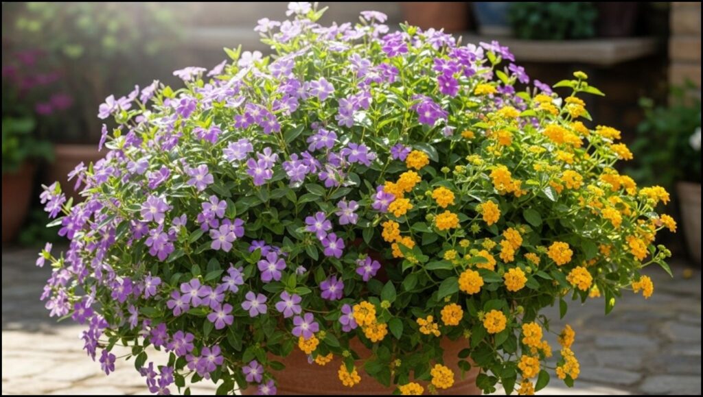 Your Summer Garden’s Second Act: 9 Expert-Approved Flowers to Plant in July 3 cascading purple vinca and vibrant yellow lantana