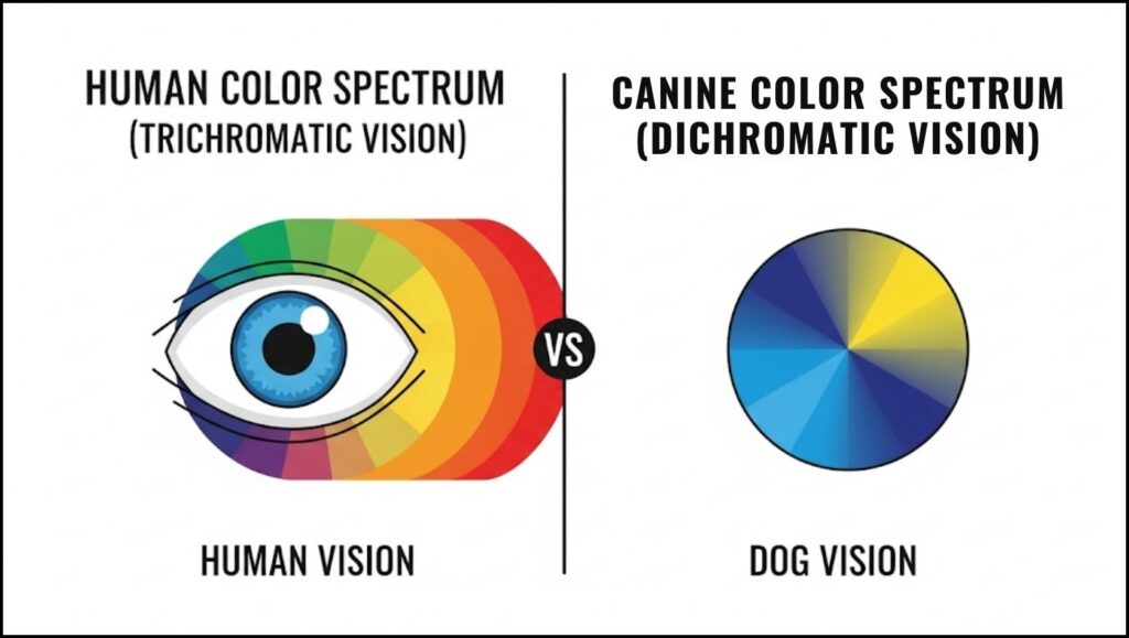 comparing the human color spectrum and canine color spectrum