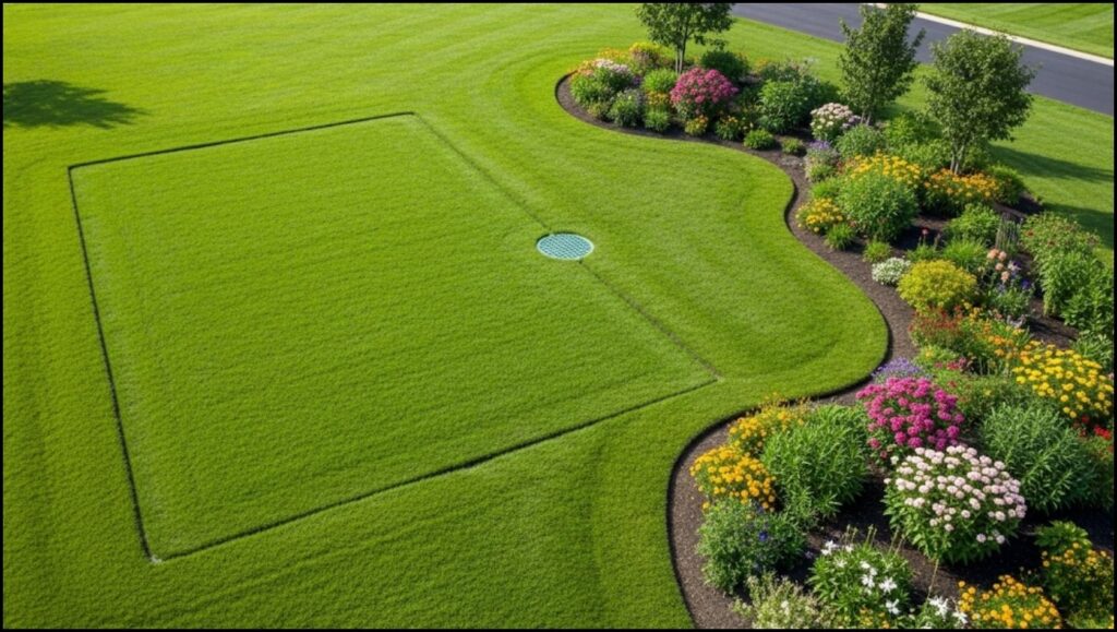 green lawn over a septic drain field