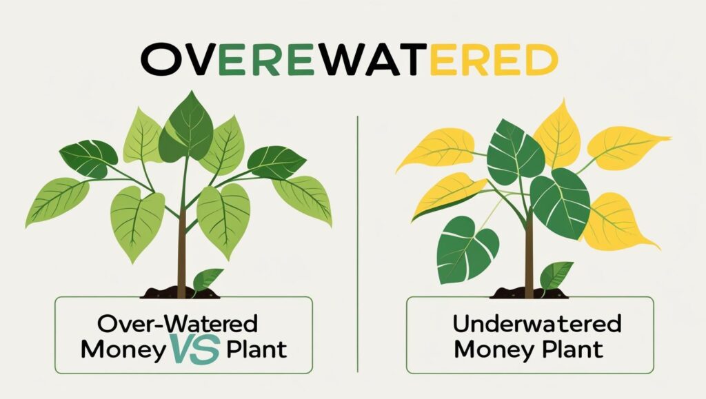 How Often Should You Water a Money Plant? A Definitive Guide Based on Expert Advice 2 overwatered money plant and underwatered money plant