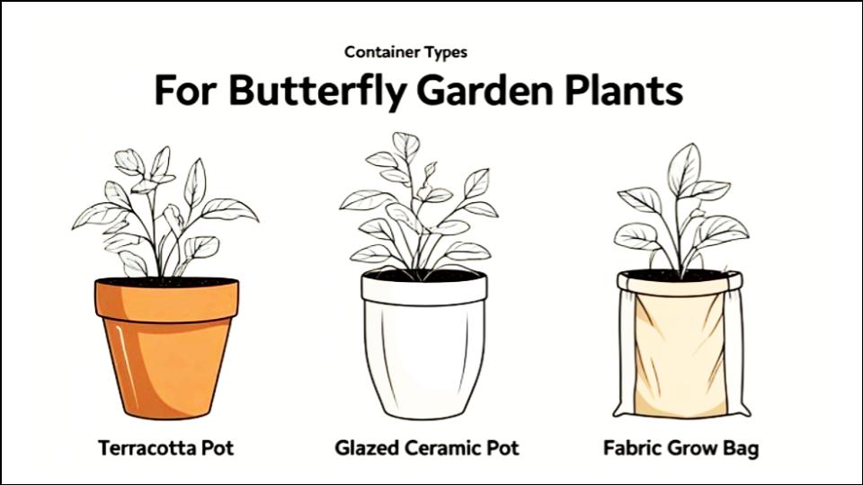Creating a Pollinator Haven: 9 Beautiful Container Garden Plants That Attract Butterflies 2 showcasing three container types