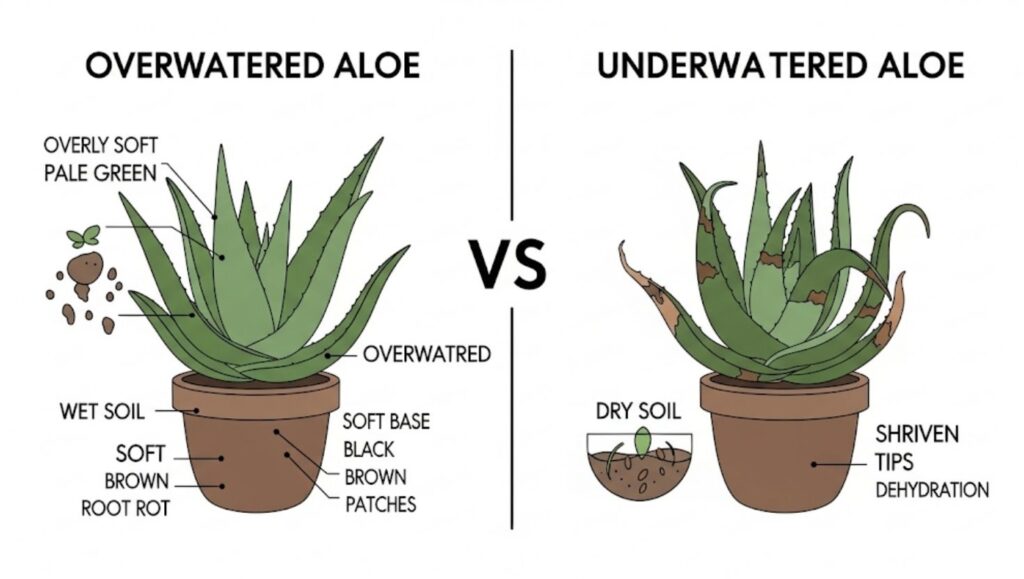 How Often You Should Water an Aloe Plant? Experts Explain the Key Factors 2 signs of an overwatered aloe versus an underwatered aloe