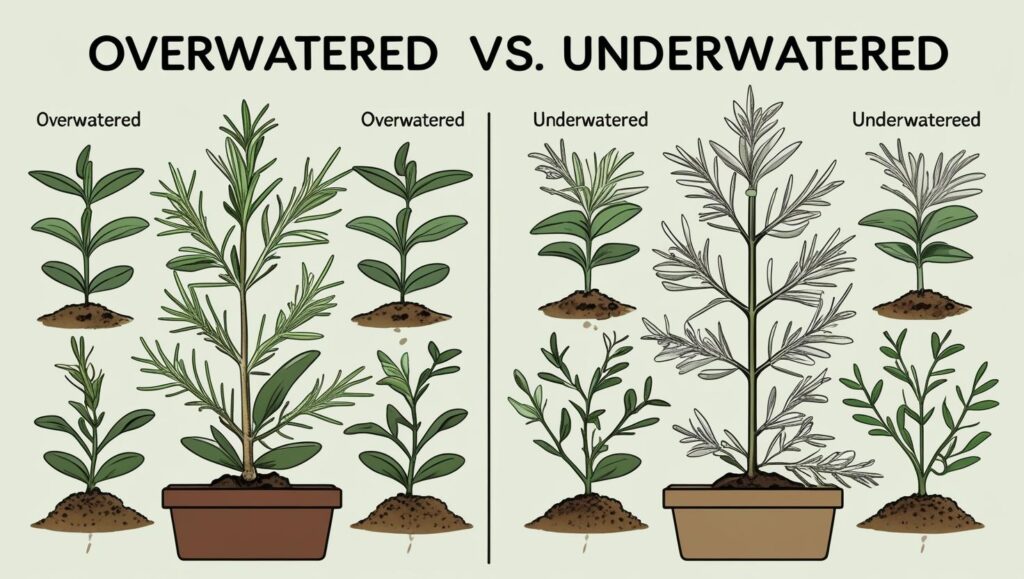 signs of an overwatered vs underwatered