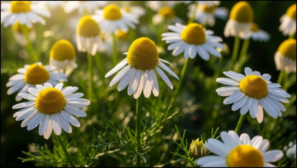 German chamomile flowers