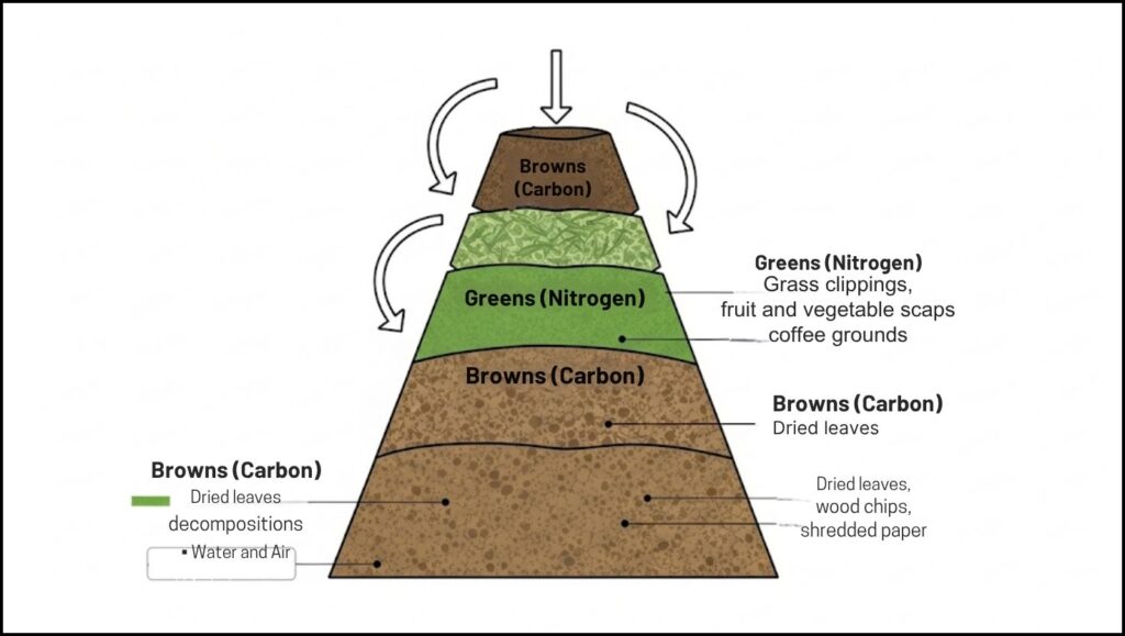 How the Zero-Waste Garden Movement is Redefining Home Agriculture 2 Layers of a compost pile