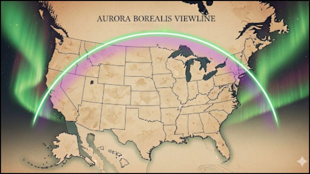 The Northern Lights Could Glow Over 7 States Tonight—Are You in One of Them? 2 aurora borealis viewline