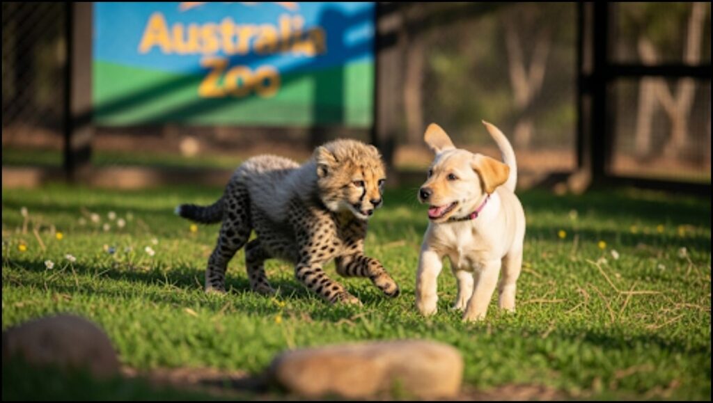 Cheetah Cub and Labrador Pup Paired at Australia Zoo to Foster Confidence and Aid Conservation 1 Cheetah Cub and Labrador Pup