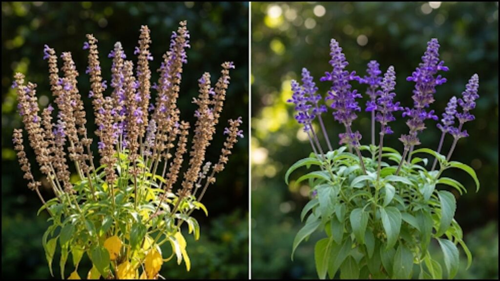 comparison of two salvia plants