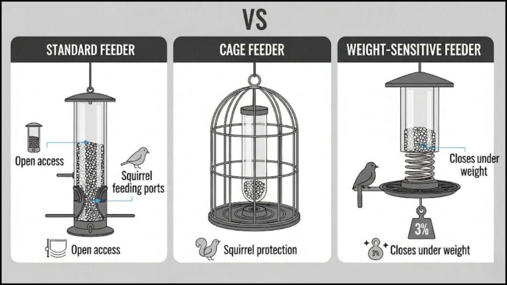 How Gardeners and Experts Are Adapting Bird Feeders to Deter Crows 2 design differences between feeder