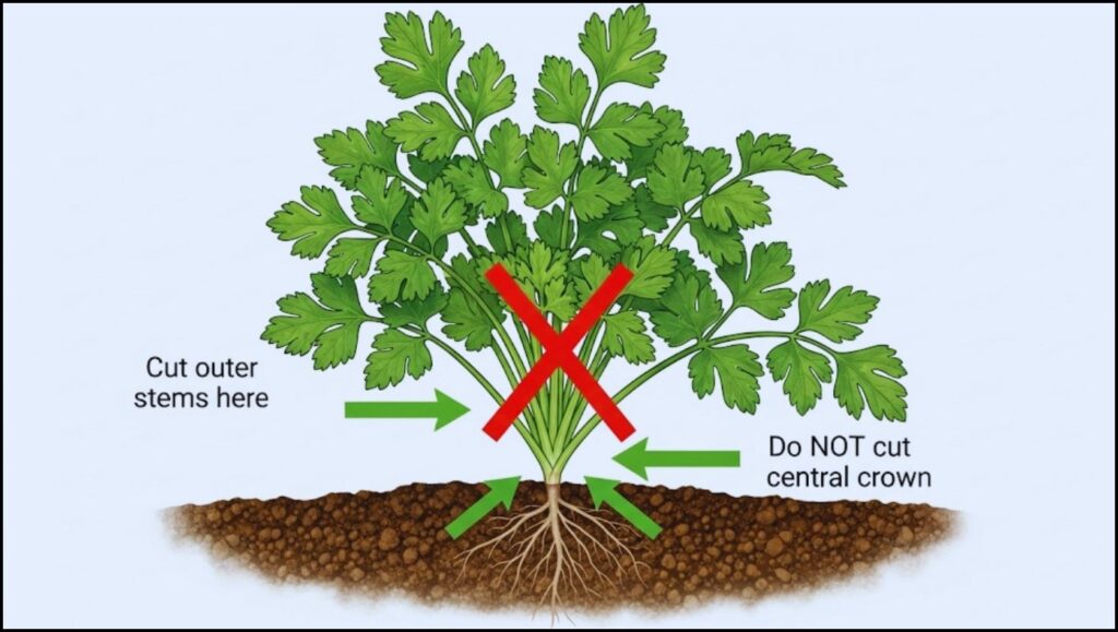 method for harvesting parsley