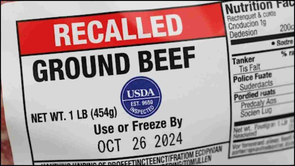 Massive Meat Recall Alert Issued for 32,000 Pounds of Ground Beef Due to E. coli Fears 2 product label for recalled ground beef