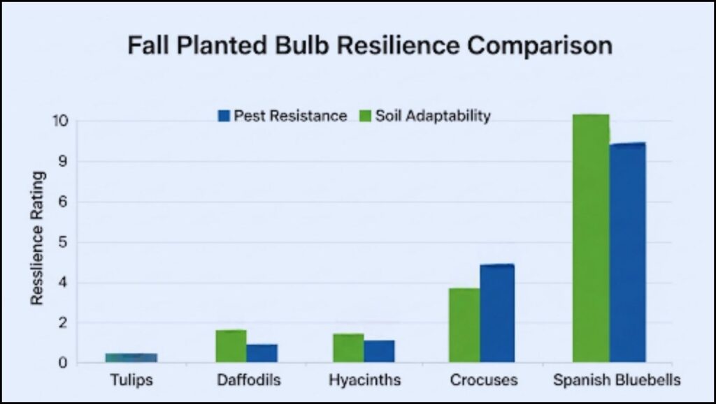 ratings of five popular fall-planted bulbs