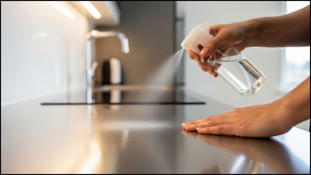 A Journalist's Guide to Using Hydrogen Peroxide for a Disinfected Kitchen 2 spraying hydrogen peroxide from a spray bottle