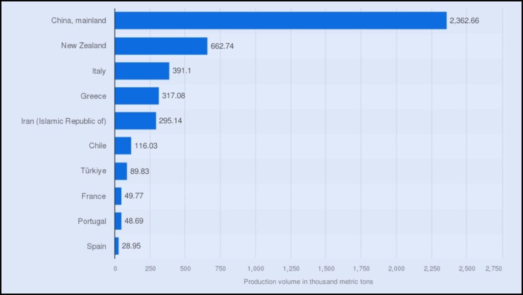 Leading the Vine: An Overview of the World's Largest Kiwi Production 2 top 5 largest kiwi-producing countries
